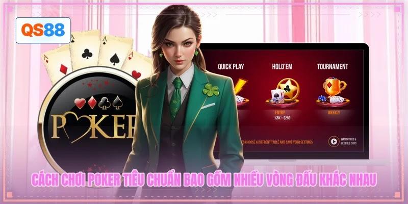 Cách chơi Poker tiêu chuẩn bao gồm nhiều vòng đấu khác nhau Cách chơi Poker tiêu chuẩn bao gồm nhiều vòng đấu khác nhau
